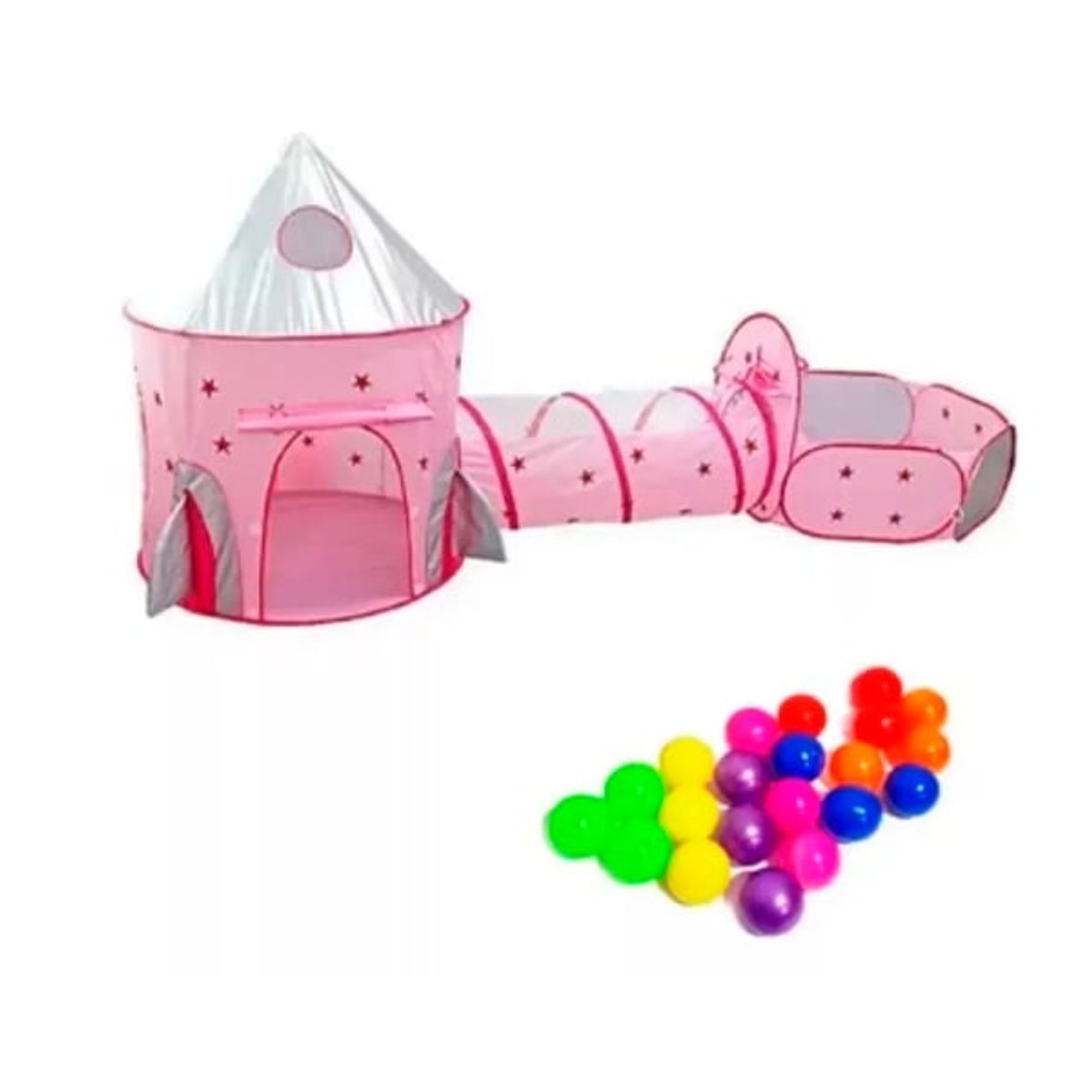 GENERICO - Castillo Carpa Tunel Piscina De Pelotas Para Niñas Rosa