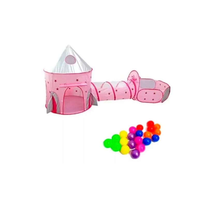GENERICO - Castillo Carpa Tunel Piscina De Pelotas Para Niñas Rosa
