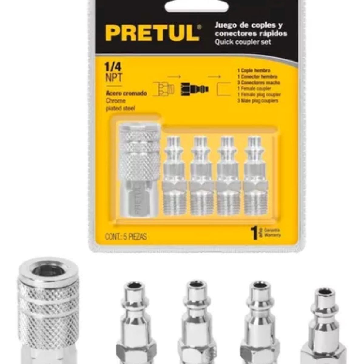 PRETUL - Juego De Acoples Y Conectores Para Compresor 5pcs Pretul