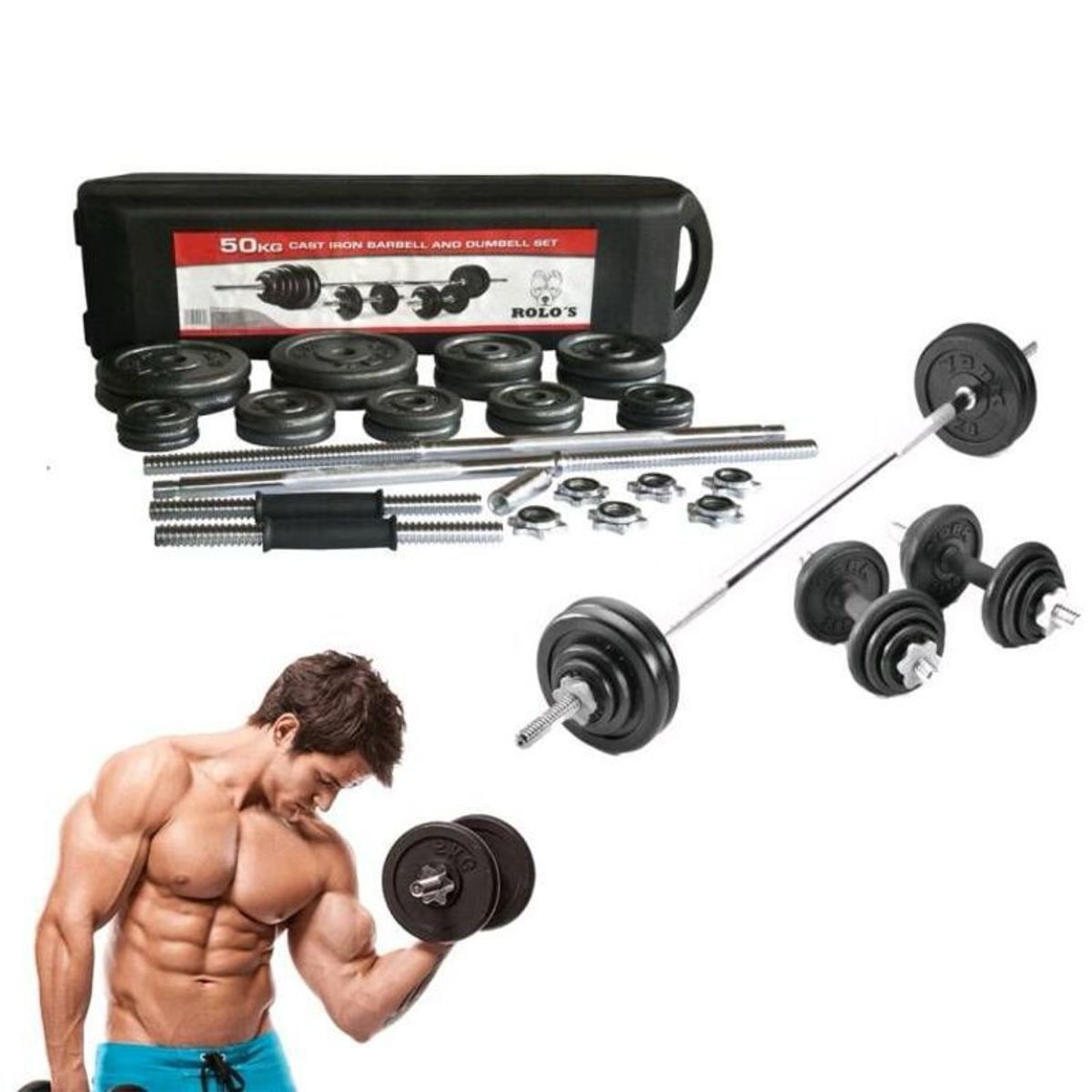YORK - Kit Mancuernas Pesas 50 Kilos 100 Libras + Estuche Gym