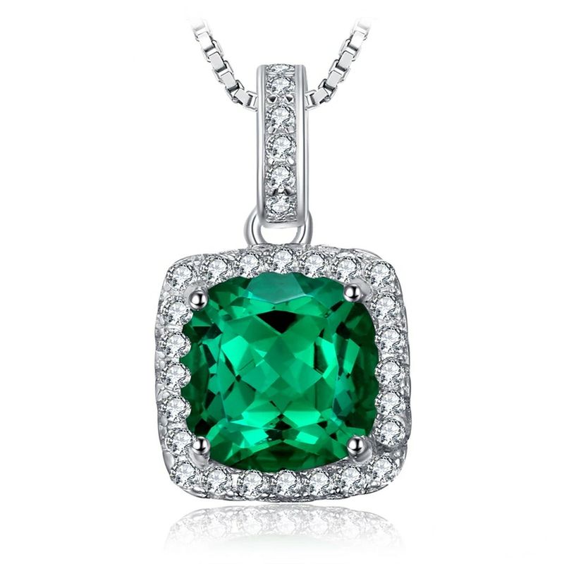 ALHAJAS - Collar Cadena Regalos Para Mujer Esmeralda Rusa Cuadrada Y Circones