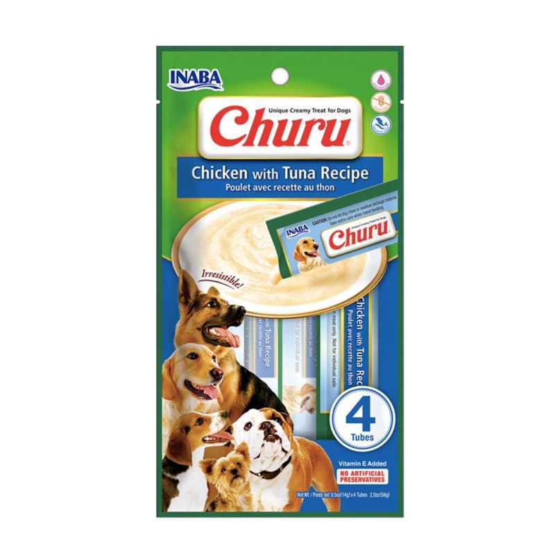 GENERICO - Churu Dog Receta Pollo con Atún sobre x 4 tubos