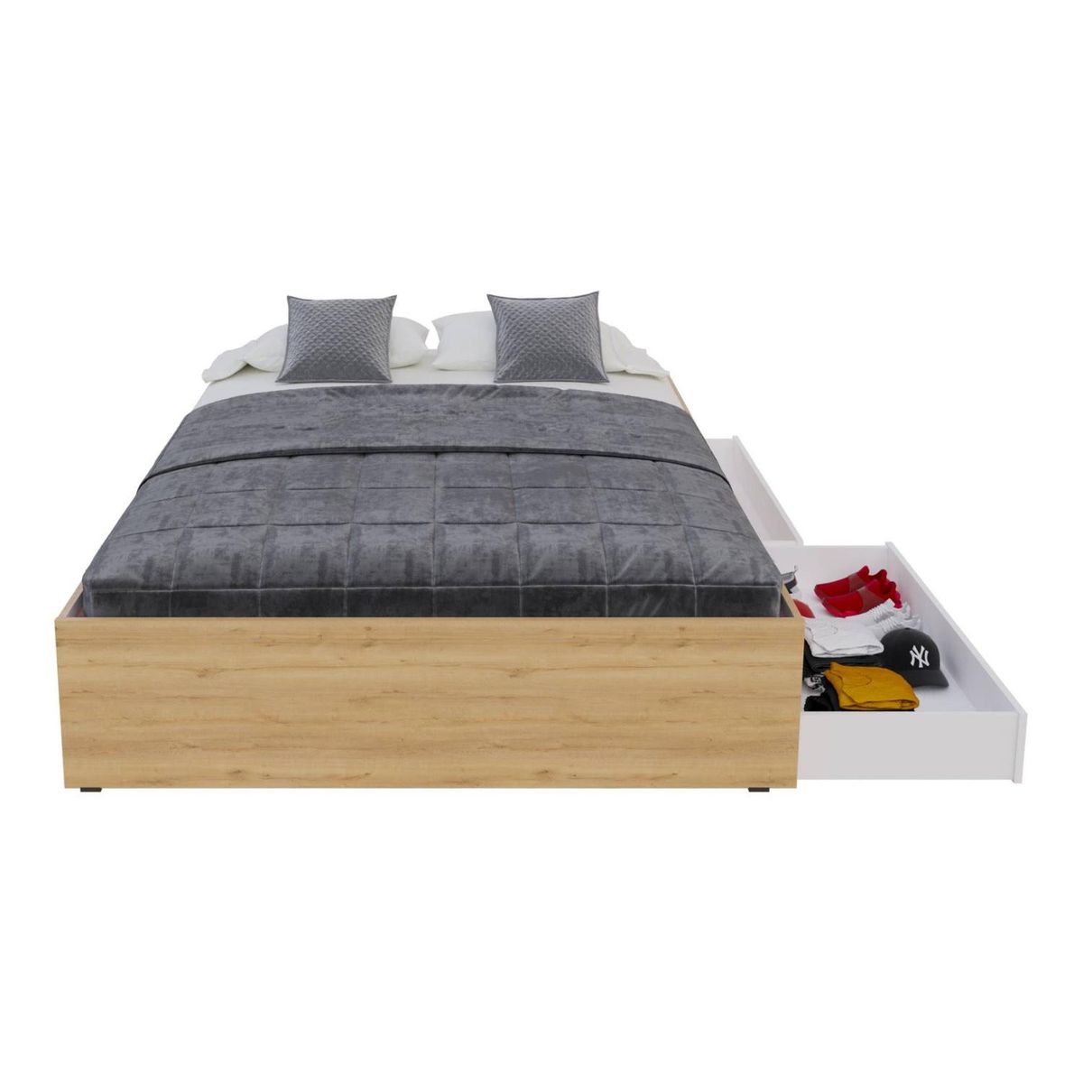 MADERKIT - Cama Chicago 140cm color Blanco-Duna