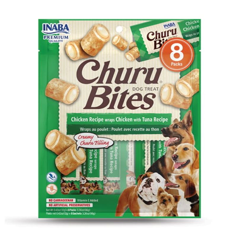 GENERICO - Churu Bites Wraps Snacks Pollo con Atún Sobre x 8 paquetes
