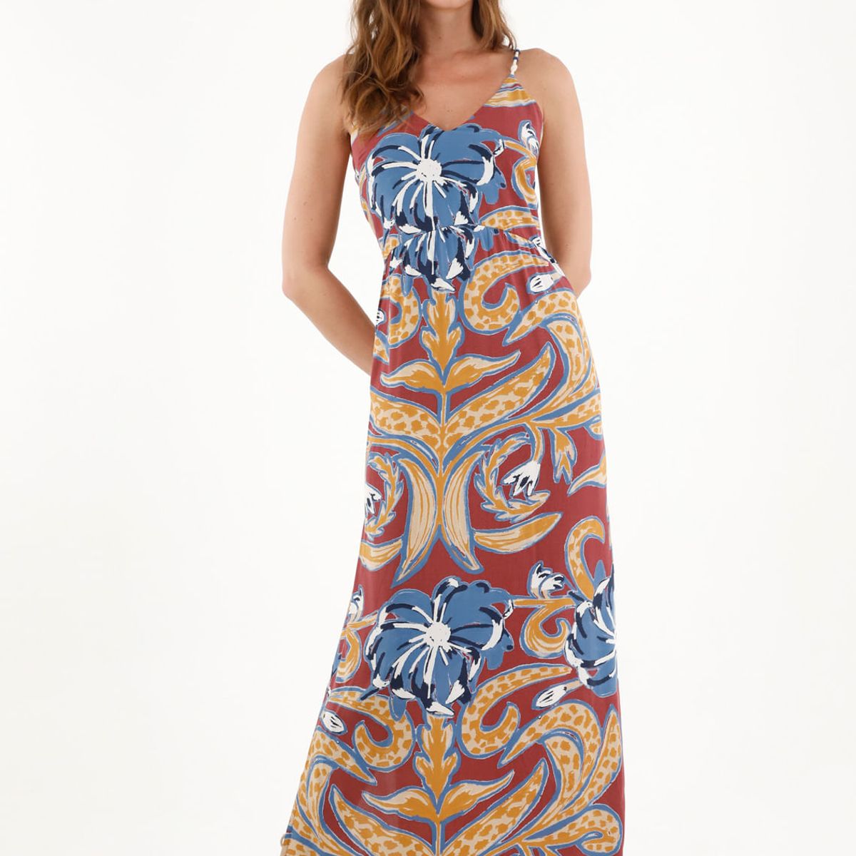 TENNIS - Vestido largo estampado de tiras para mujer