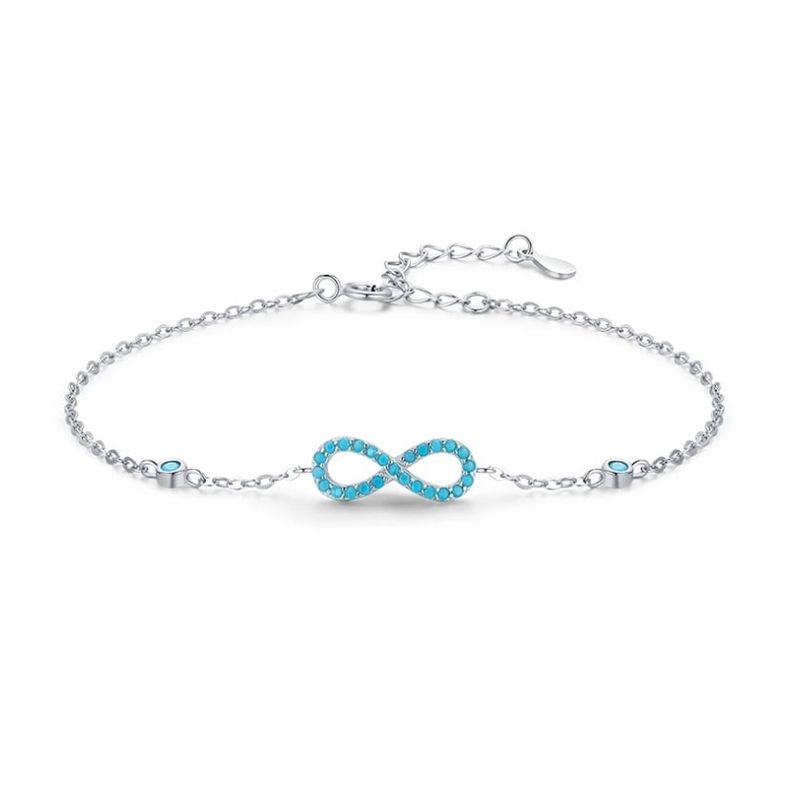 ALHAJAS - Pulsera Manilla Para Mujer Amor Infinito Turquesa En Plata 925_.