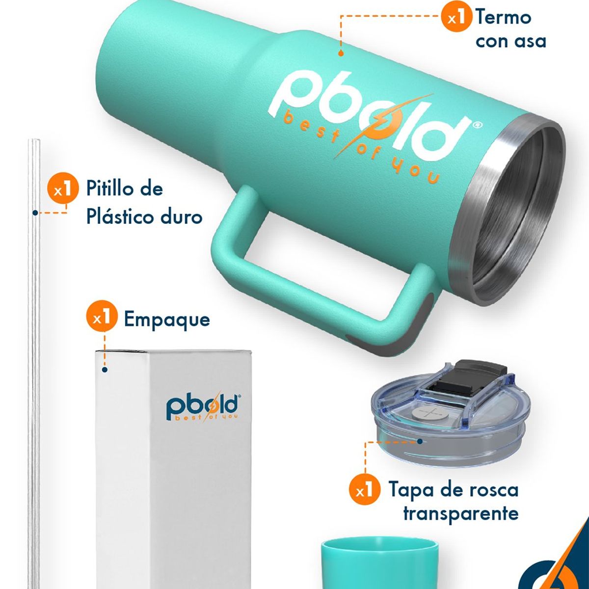 PBOLD - Termo Botella Térmica 40oz Acero Inoxidable para Agua o Café