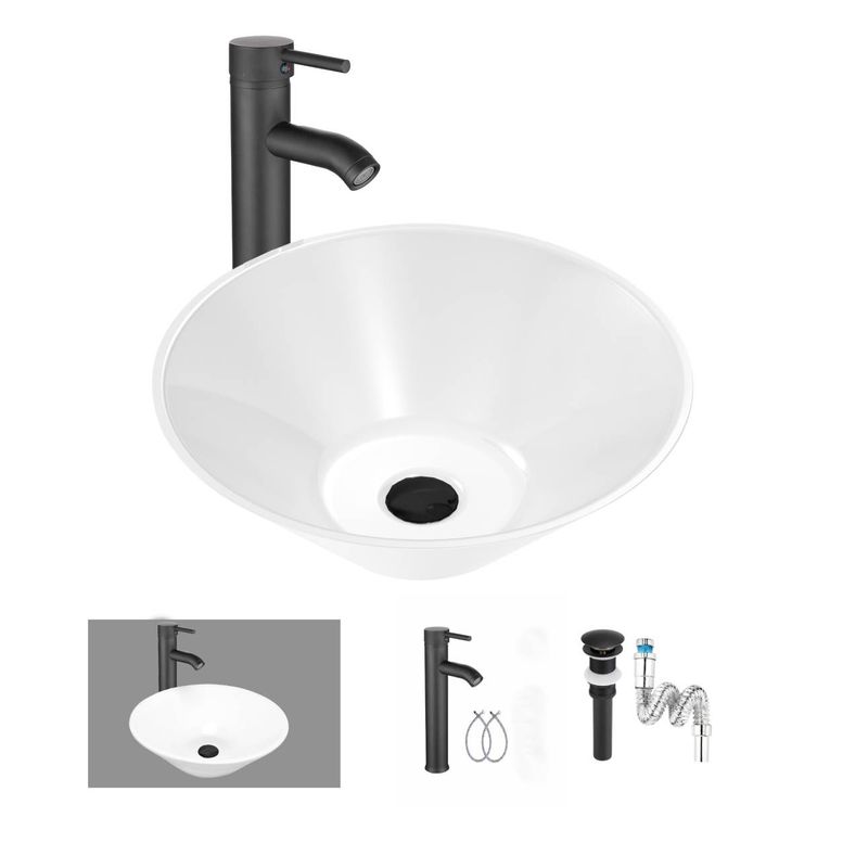 GENERICO - Kit Lavamanos Stagno Grifería Agua Fría Negra -desagüe