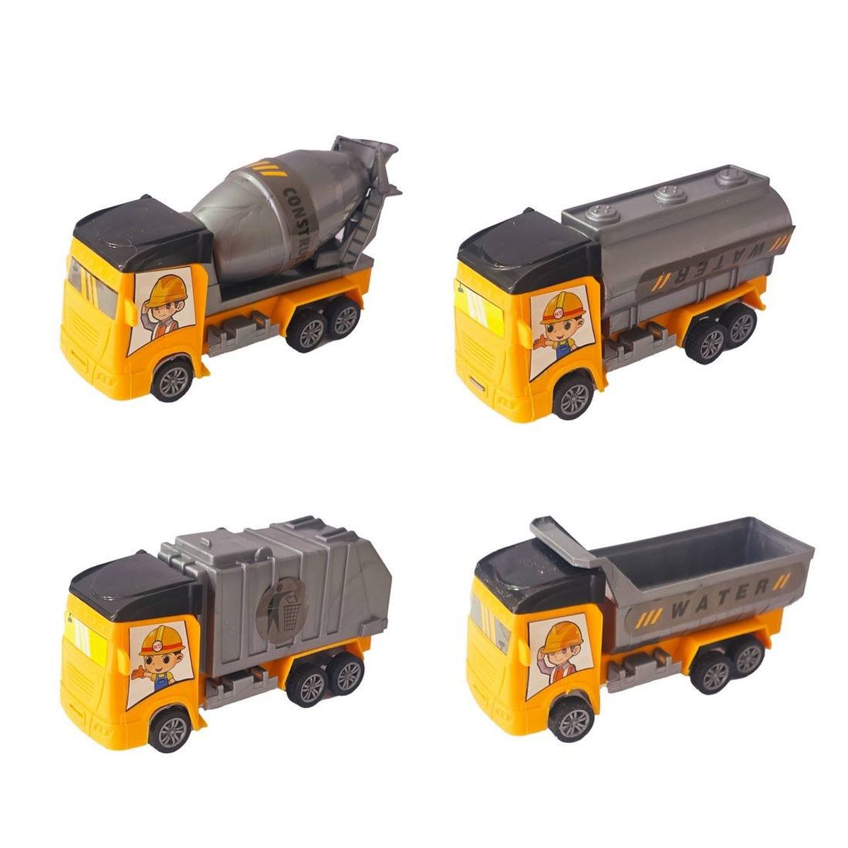 GENERICO - Coleccion Carros Camiones Construccion Impulso X 4 Unidades
