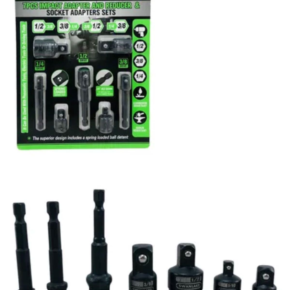 TRUPER - Juego De Adaptadores De Impacto Para Copas 7 Pcs Profesional
