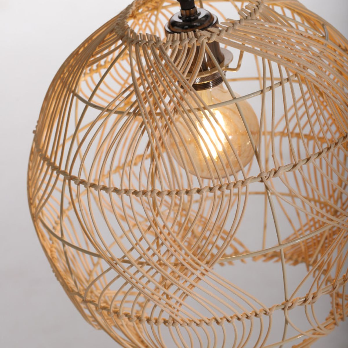 FLUENZA - Lámpara Lunera - Lámpara de Techo de Rattán