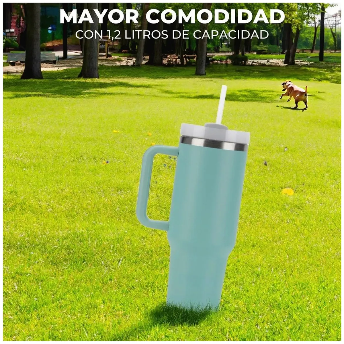 ONE PIXEL - Termo Termico Manija Y Pitillo 1,2 litros Acero Inoxidable