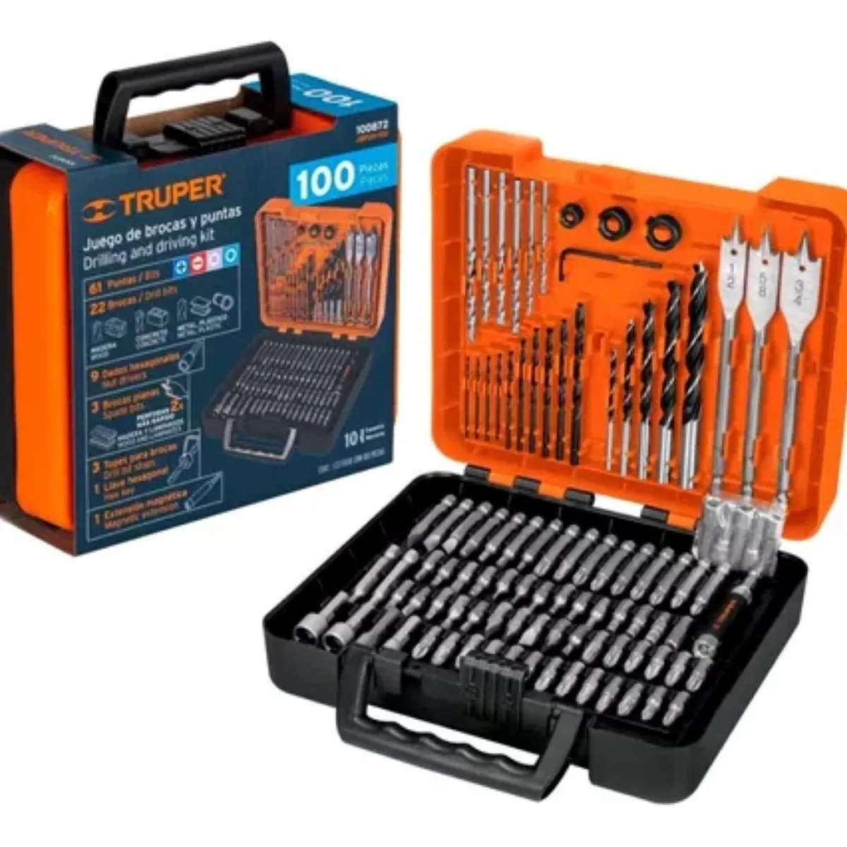TRUPER - Juego De Brocas Y Puntas 100 Piezas Profesional Truper