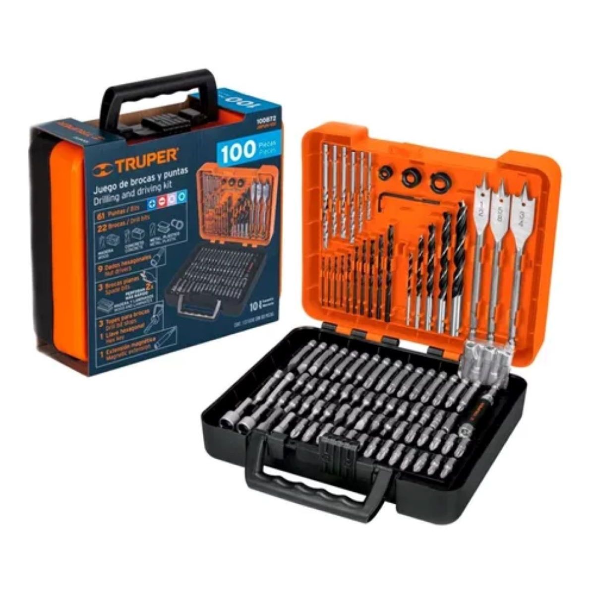 TRUPER - Juego De Brocas Y Puntas 100 Piezas Profesional Truper