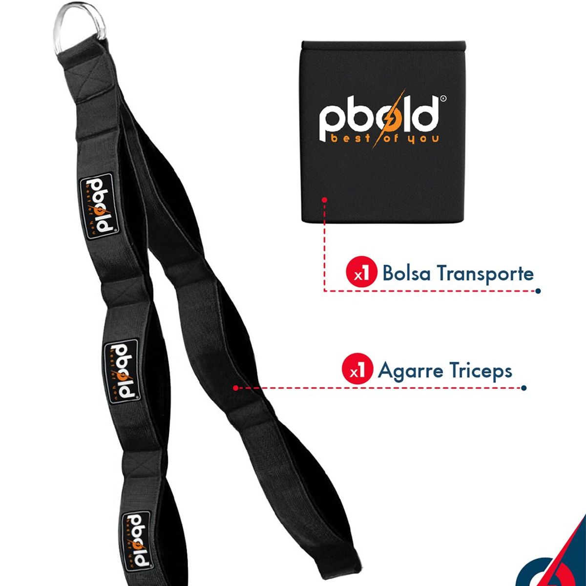 PBOLD - Lazo Polea Agarres Gimnasio Manijas Cable Correas Gym Pbold