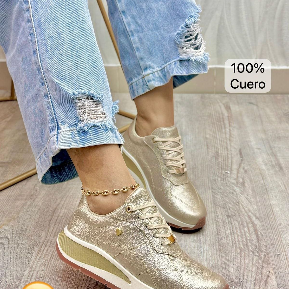 EVEGONZ - Tenis Zapatillas Deportivas en Cuero Zapato Rebeca Cuero Dama