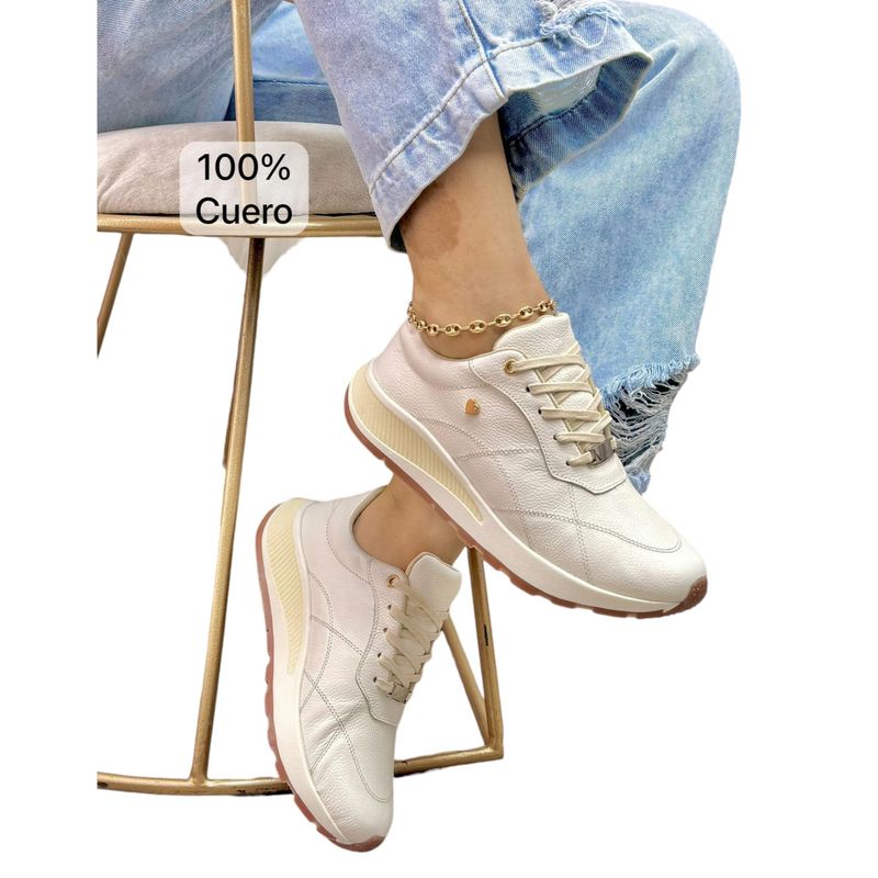 EVEGONZ - Tenis Zapatillas Deportivas en Cuero Zapato Rebeca Cuero Dama
