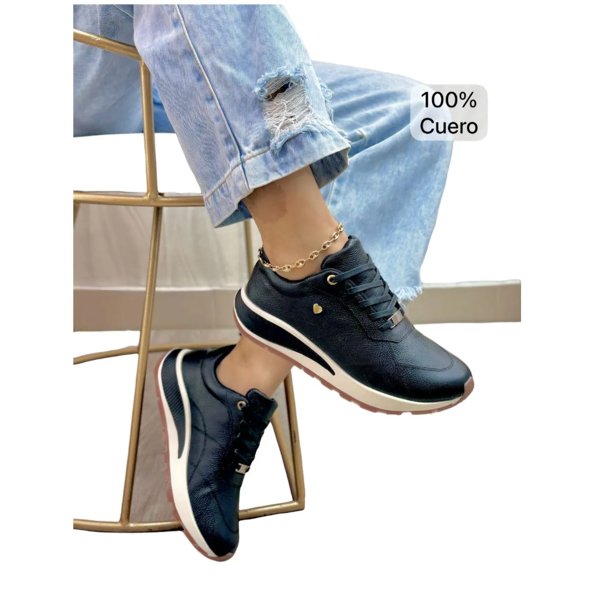 EVEGONZ - Tenis Zapatillas Deportivas en Cuero Zapato Rebeca Cuero Dama