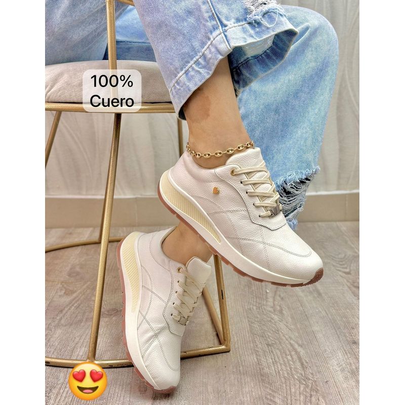 EVEGONZ - Tenis en Cuero Para Mujer Calzado Confortable de Moda
