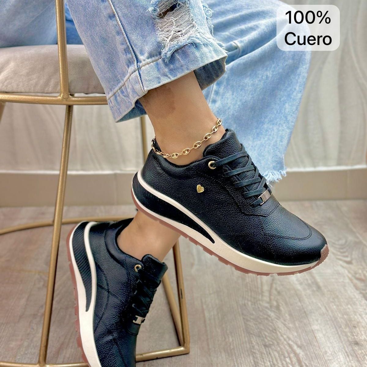 EVEGONZ - Tenis en Cuero Para Mujer Calzado Confortable de Moda