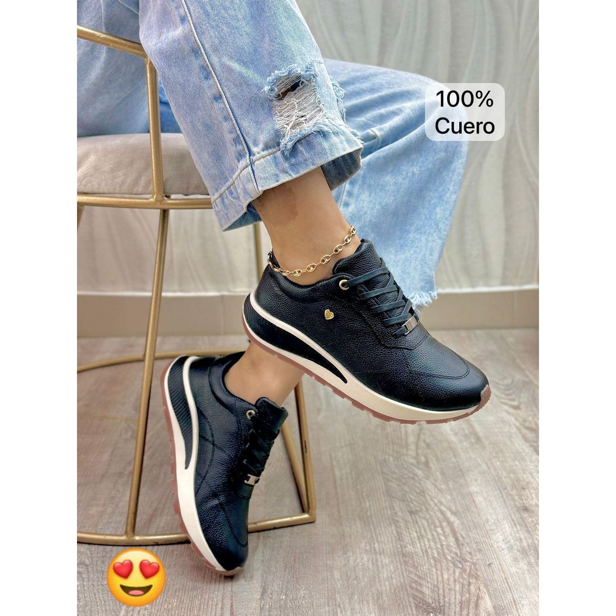 EVEGONZ - Tenis en Cuero Para Mujer Calzado Confortable de Moda