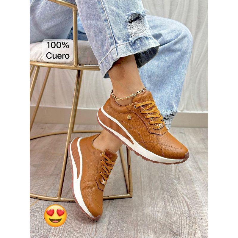 EVEGONZ - Tenis en Cuero Para Mujer Calzado Confortable de Moda