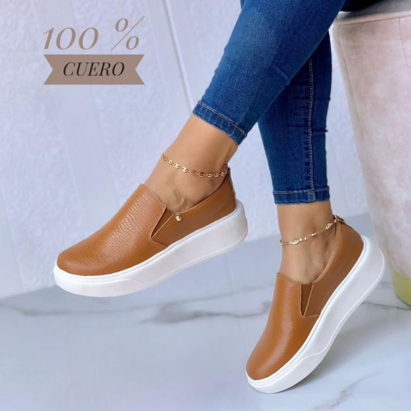 EVEGONZ - Mocasín en cuero para mujer zapatos confortables