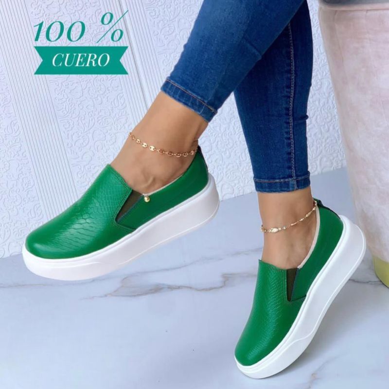 EVEGONZ - Zaptos mujer cuero mocasin