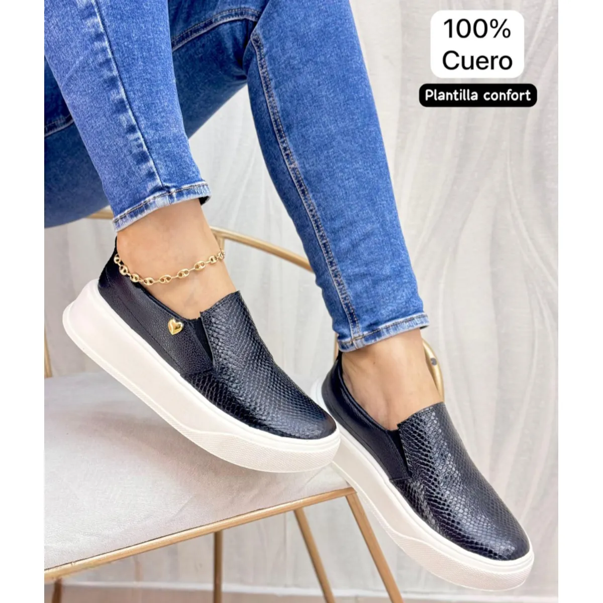 EVEGONZ - Zapato Casual en Cuero Calzado Cómodo de Mujer