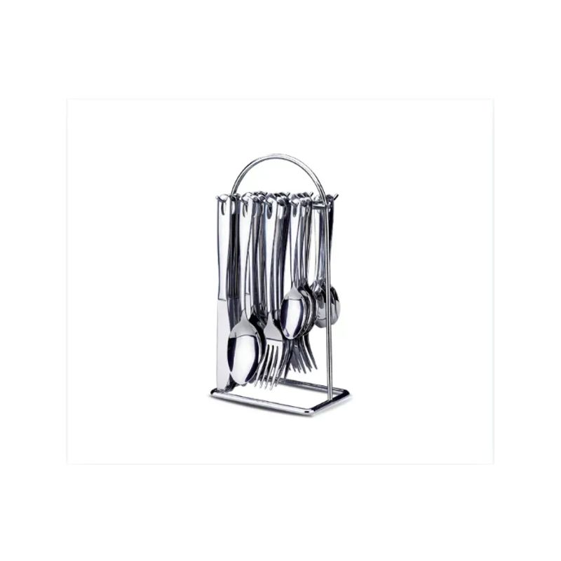 HOME ELEMENTS - Set De Cubiertos Con Soporte Metálico 6 Puestos 24 Piezas HE845
