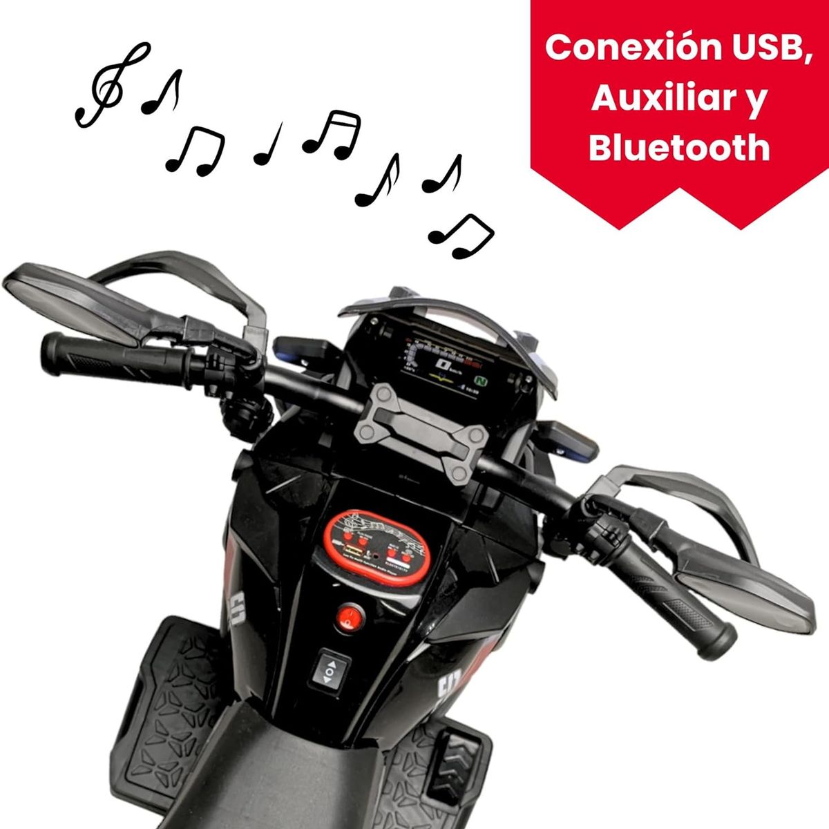 KIDSHOP - Moto Carro Electrica Montable 2 A 6 Años Bluetooth 12v Negro