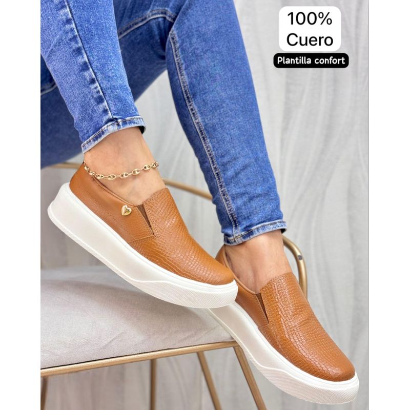 EVEGONZ - Mocasin en cuero para mujer zaptos dama