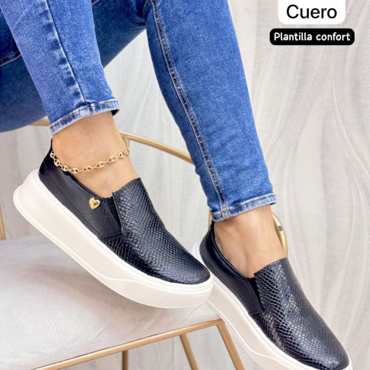 EVEGONZ - Zapatos en Cuero Mocasines negros para mujer