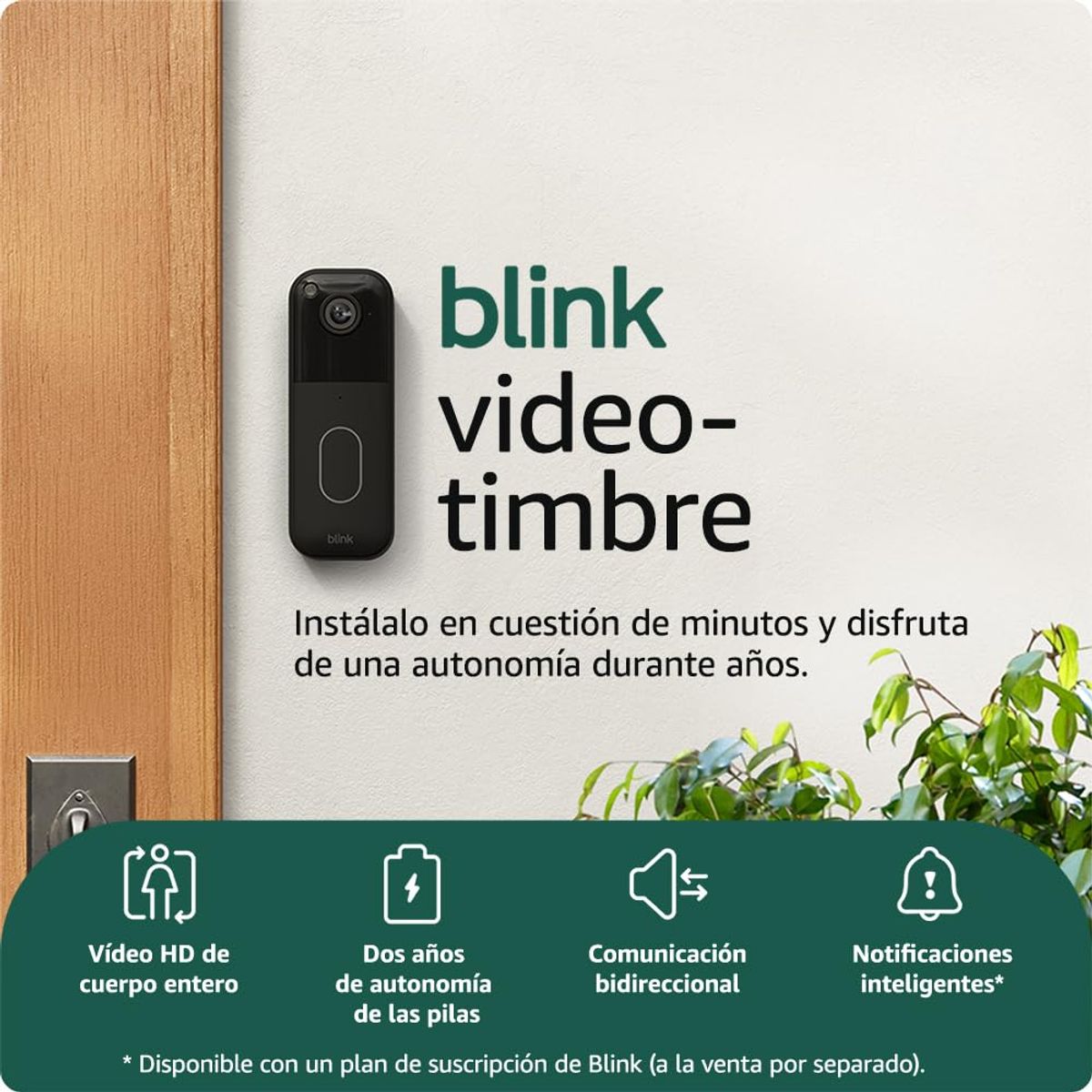 AMAZON - Timbre Inteligente con Cámara Integrada HD Blink Compatible con Alexa