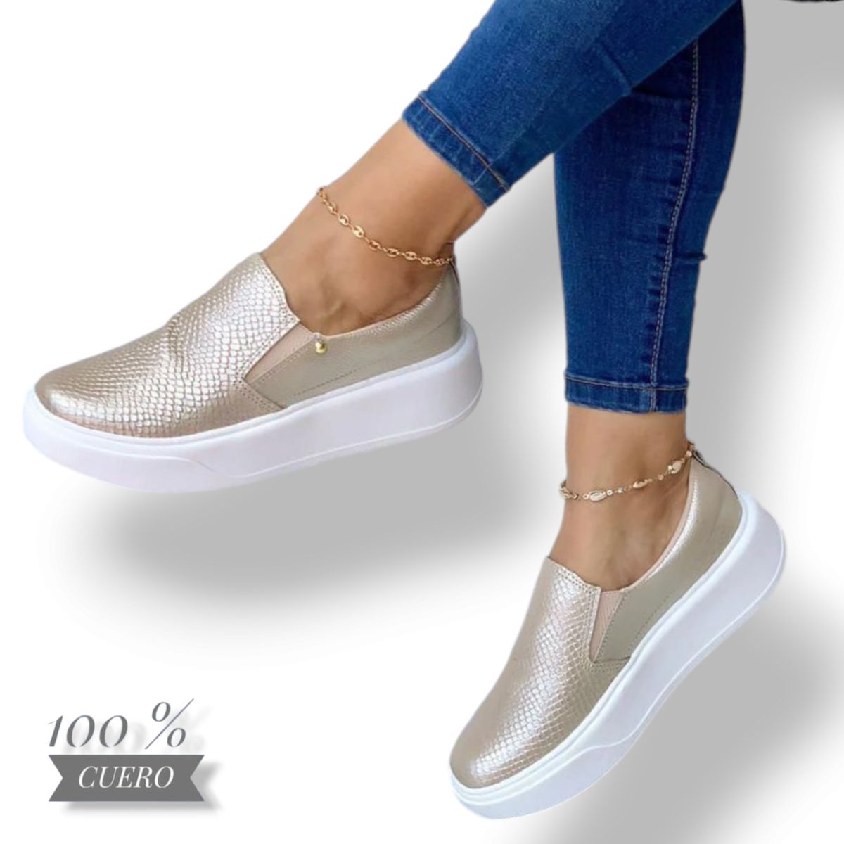 EVEGONZ - Zapatillas en Cuero Mujer Calzado Casual dama