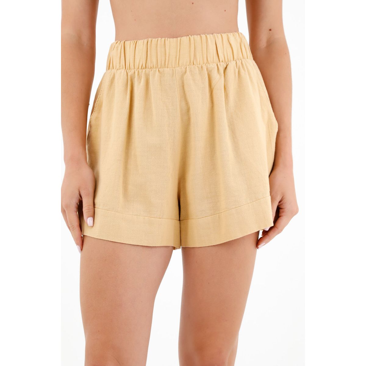 TENNIS - Bermuda café con pretina elástica para mujer