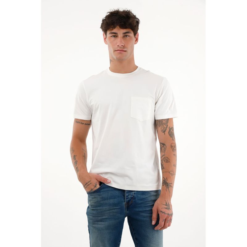 TENNIS - Camiseta crudo con bolsillo frontal para hombre