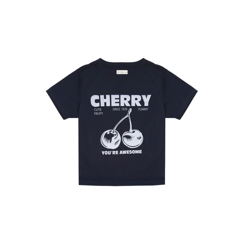 TENNIS - Camiseta azul con estampado de cerezas para mujer