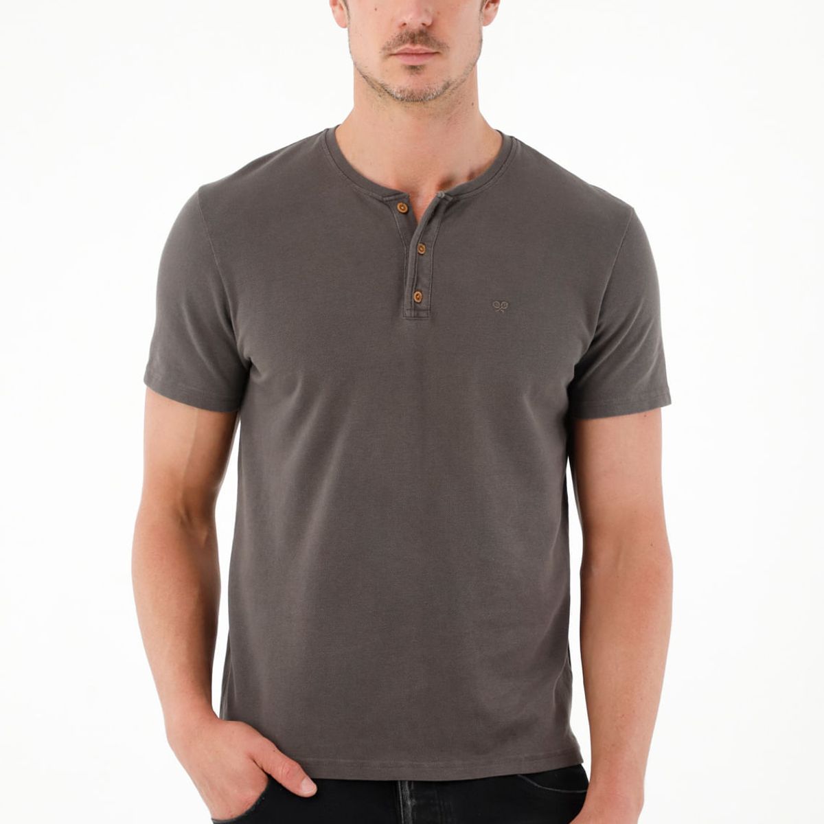 TENNIS - Camiseta regular fit manga corta gris para hombre
