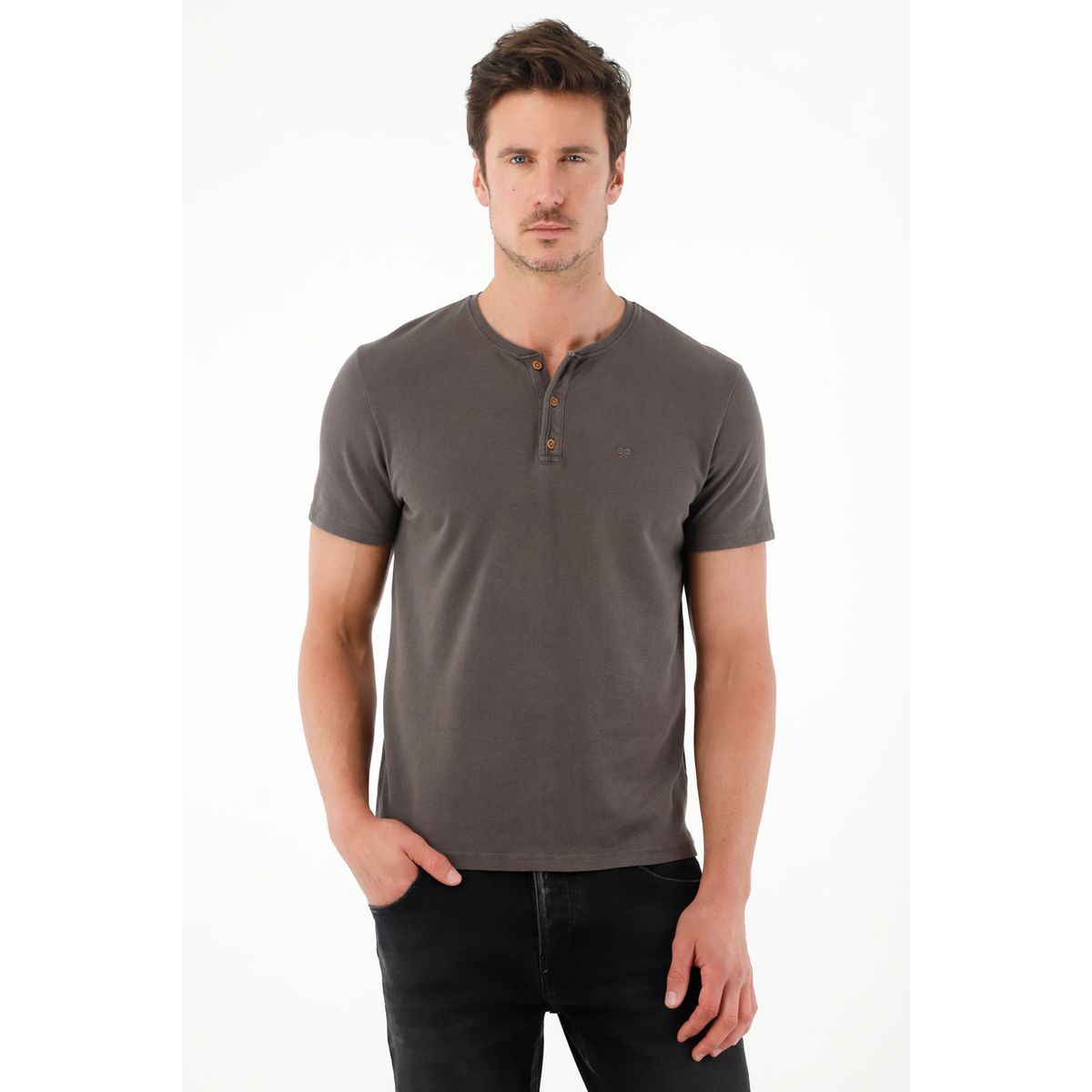TENNIS - Camiseta regular fit manga corta gris para hombre
