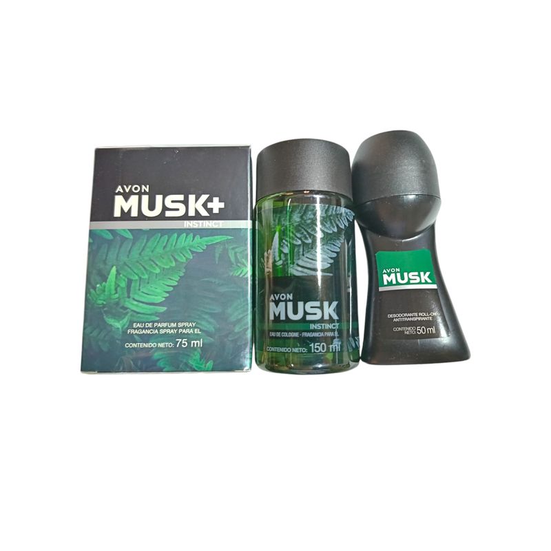 AVON - KIt x 3 musk+instinct perfume 75ml,colonia,desodorante 50 ml