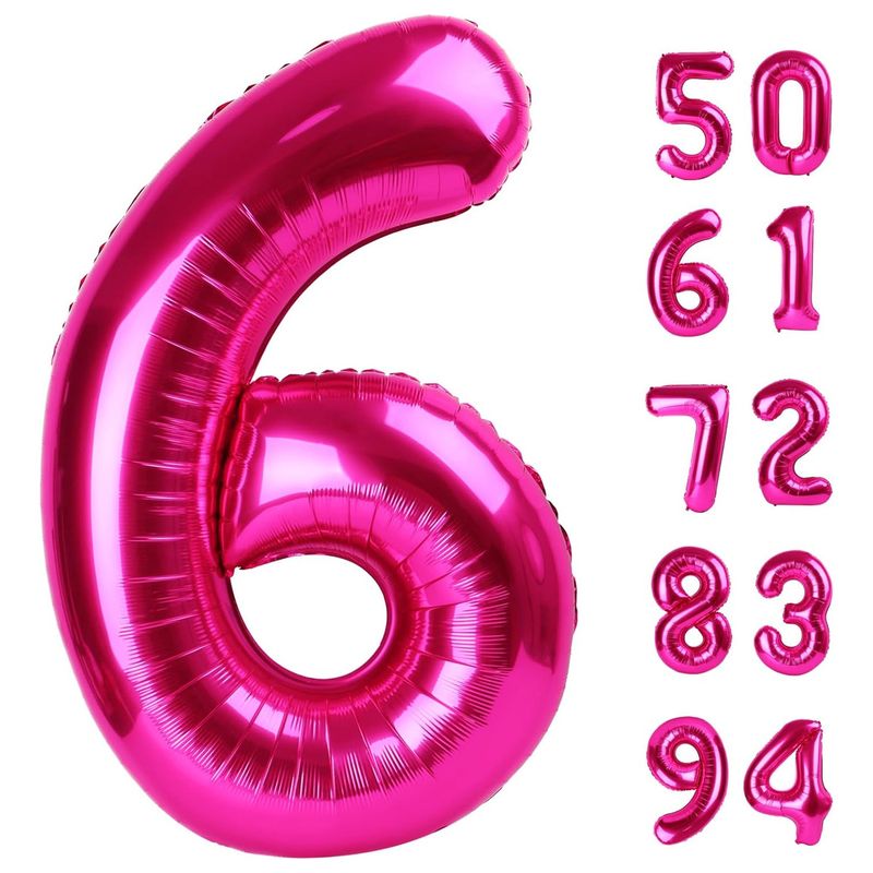 GENERICO - Globos Numeros Metalizados Fucsia Niña Rosado 80 Cm -6