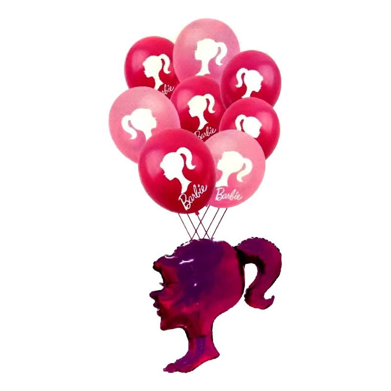 GENERICO - Bouquet Globos Silueta Muñeca Girl Hologramada Niña Muñeca