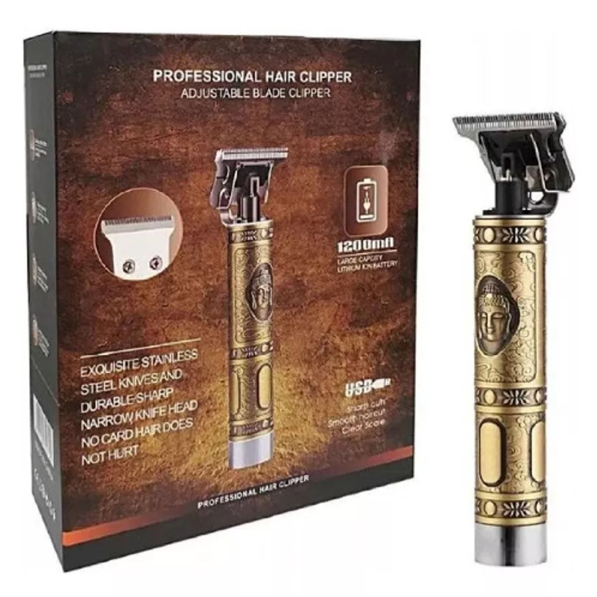 GENERICO - Maquina Patillera Recargable Trimmer Buda 4 Peines Ws-t99