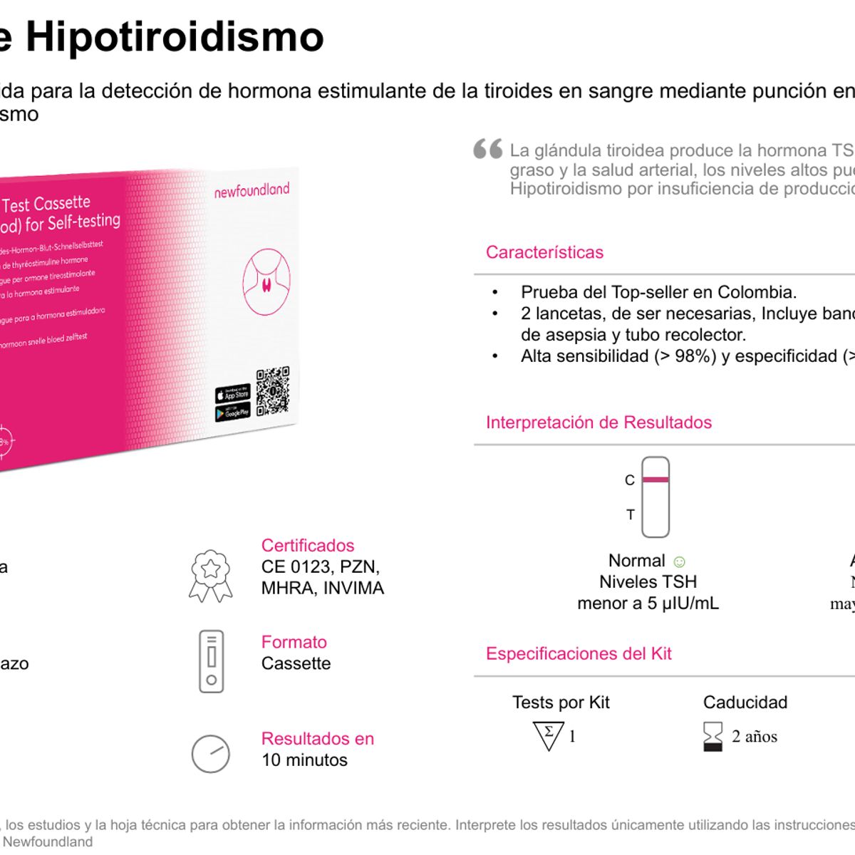 NEWFOUNDLAND - Prueba De Tiroides En Casa - Precisa 98% - 10 Min - Invima