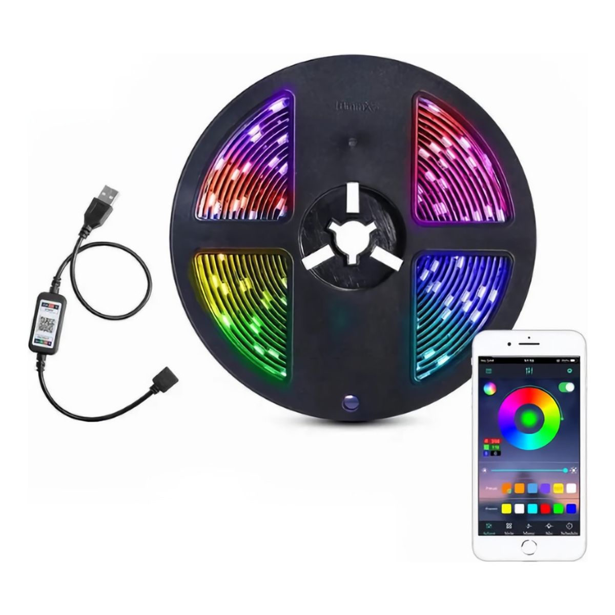 GENERICO - Cinta Led Rgb 5 Mts Conexión Bluetooth Usb Música Tv Hogar