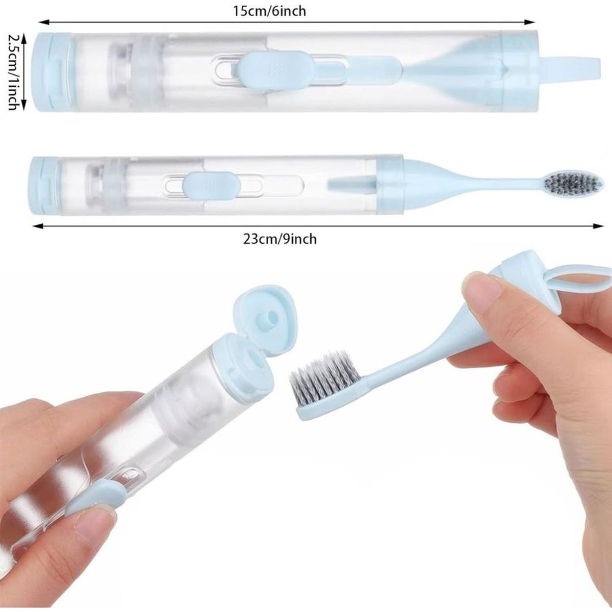 GENERICO - Cepillo Dientes 2en1 Dispensador Crema Dental Viaje Portátil