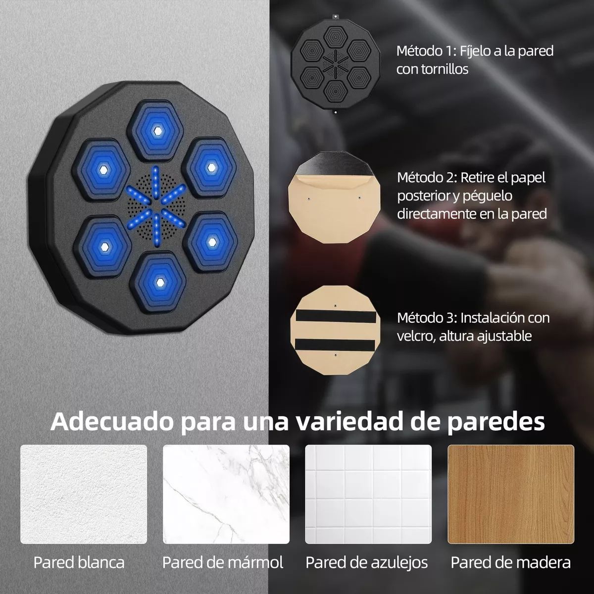 GENERICO - Máquina Boxeo Inteligente Música Entrenamiento Bluetooth.