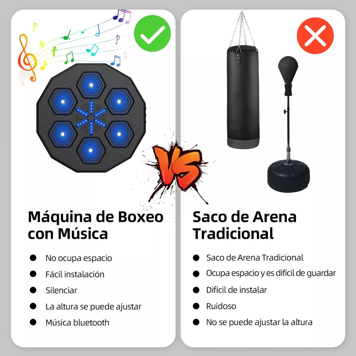 GENERICO - Máquina Boxeo Inteligente Música Entrenamiento Bluetooth.