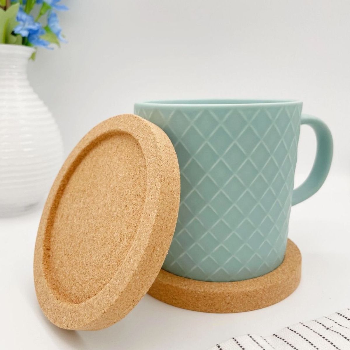 GENERICO - Portavaso Minimalista En Corcho Natural Set X 4 Unidades